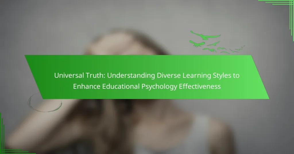 Universal Truth: Understanding Diverse Learning Styles to Enhance Educational Psychology Effectiveness