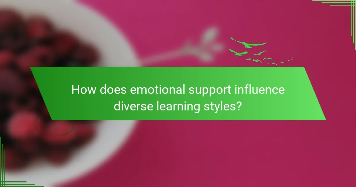 How does emotional support influence diverse learning styles?