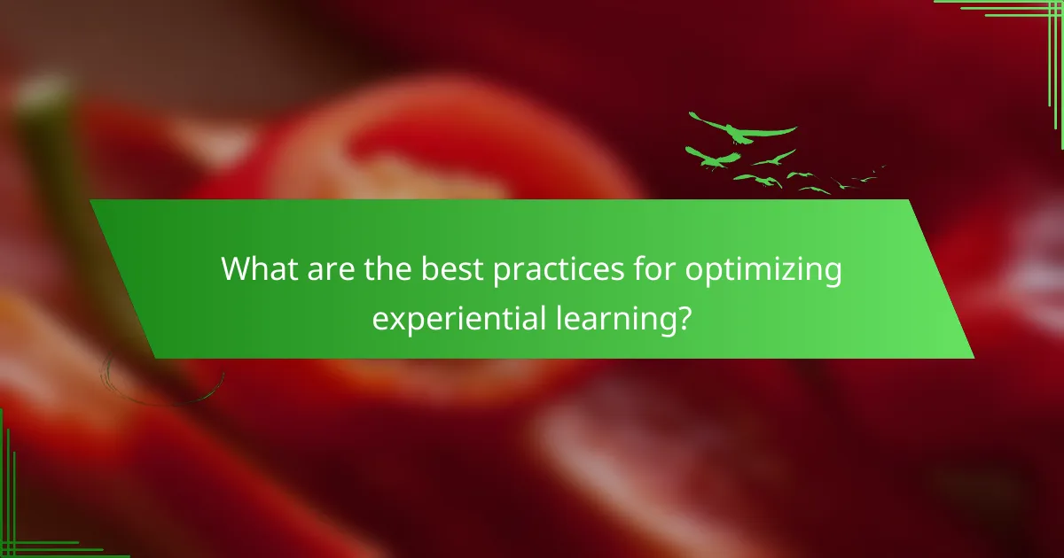 What are the best practices for optimizing experiential learning?