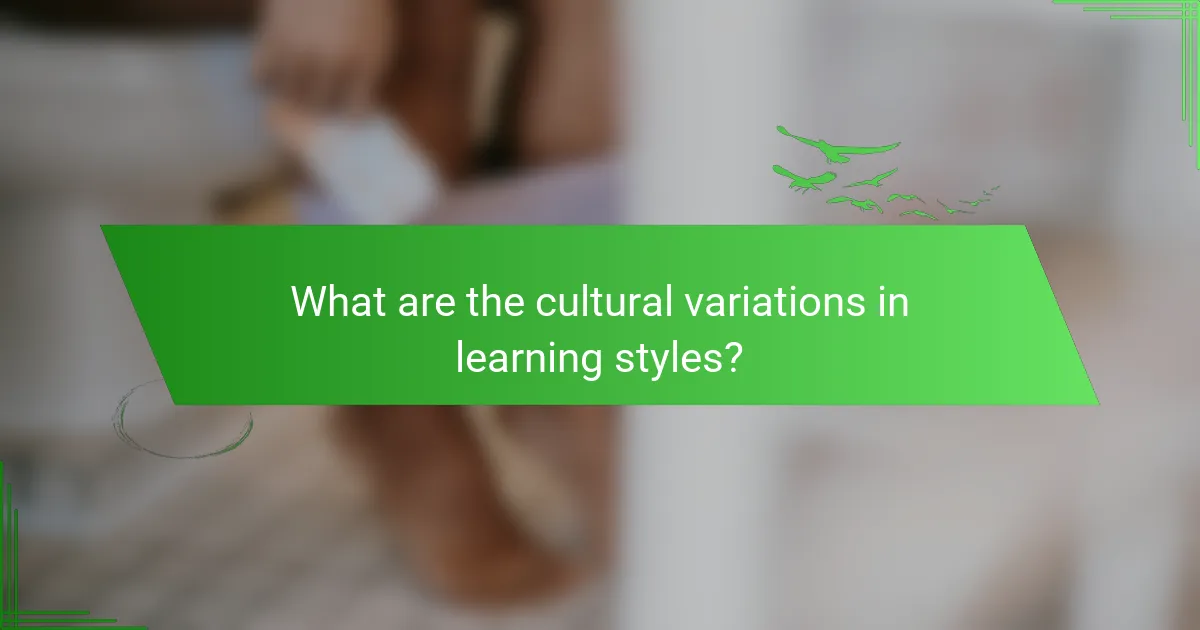 What are the cultural variations in learning styles?