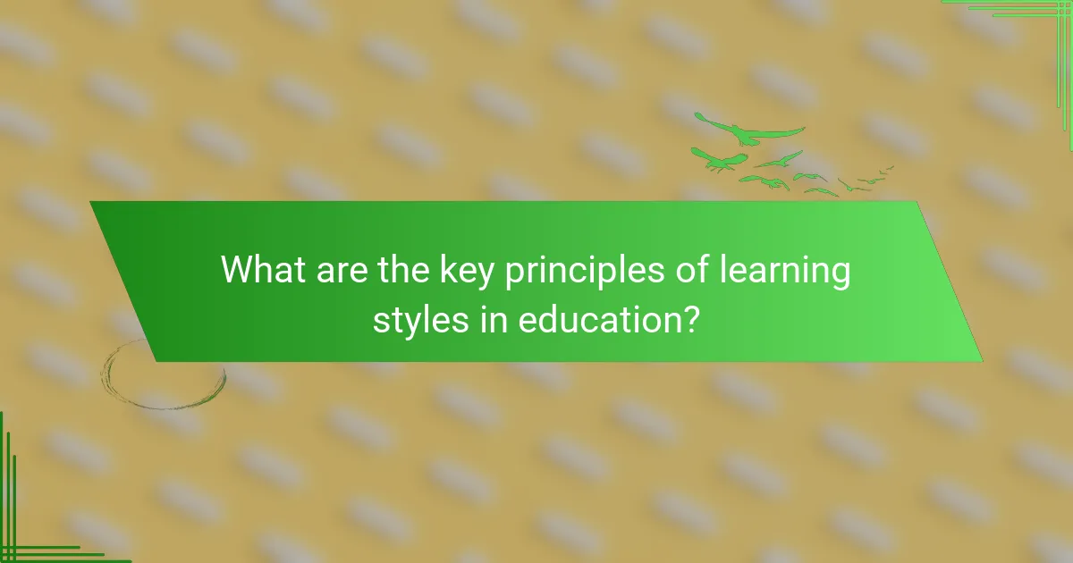 What are the key principles of learning styles in education?