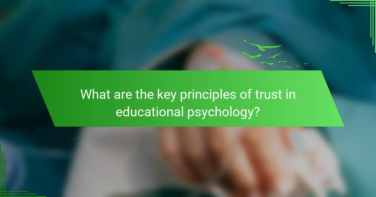 What are the key principles of trust in educational psychology?