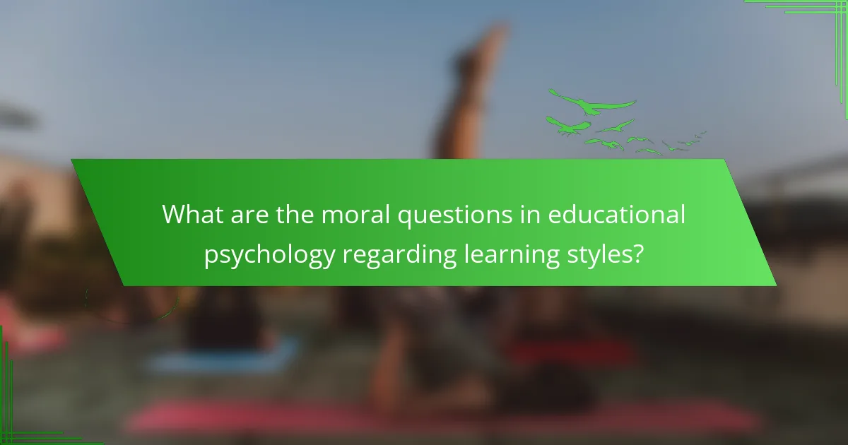 What are the moral questions in educational psychology regarding learning styles?