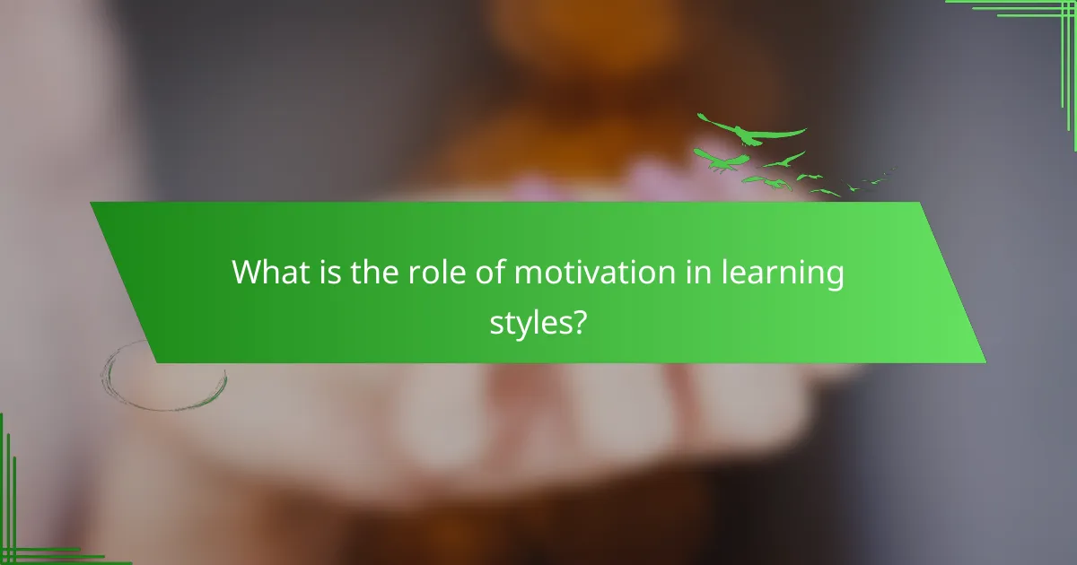 What is the role of motivation in learning styles?