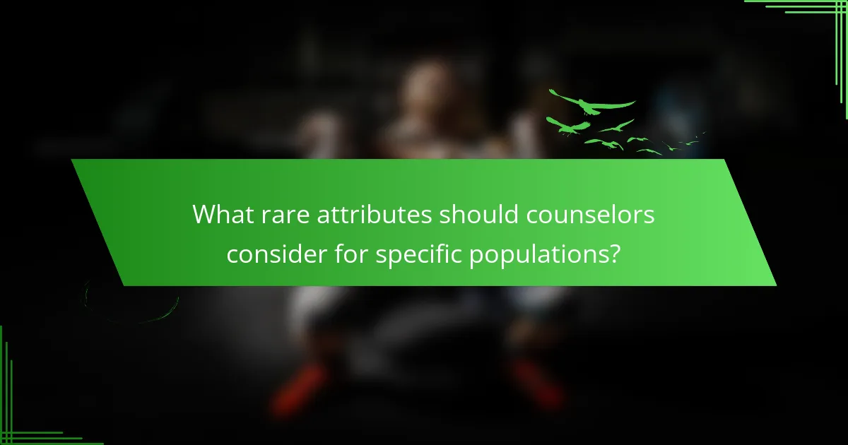 What rare attributes should counselors consider for specific populations?