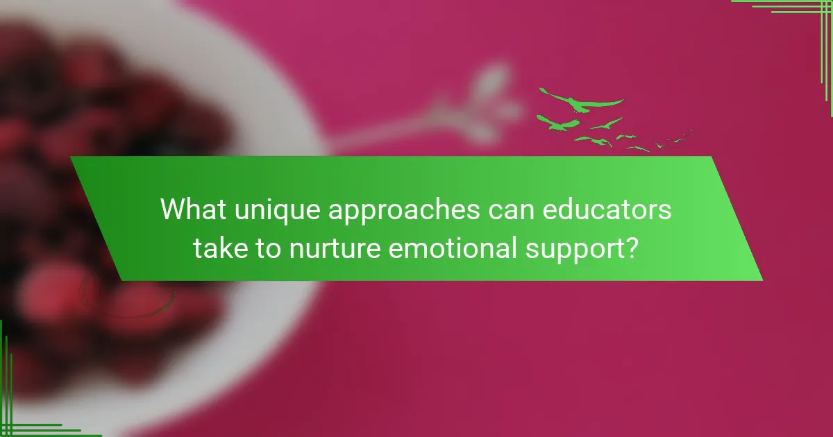 What unique approaches can educators take to nurture emotional support?