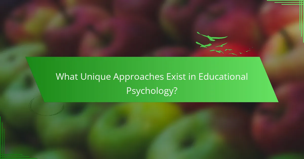 What Unique Approaches Exist in Educational Psychology?